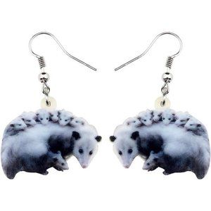Adorable Acrylic Possum Dangle Earrings - Cute Opossum Gifts for Women and Girls
